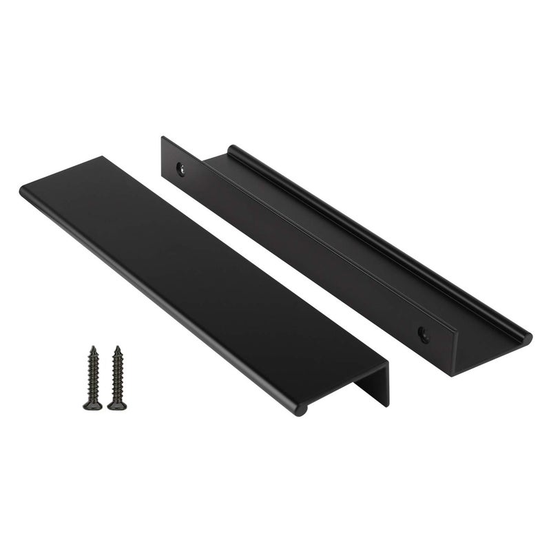 Peaha 10 Pack Kitchen Cabinet Handles 6-1/4 inch Black Pulls for Dresser Drawers Door Edge Finger Pull Aluminum Alloy Hardware - Image 1